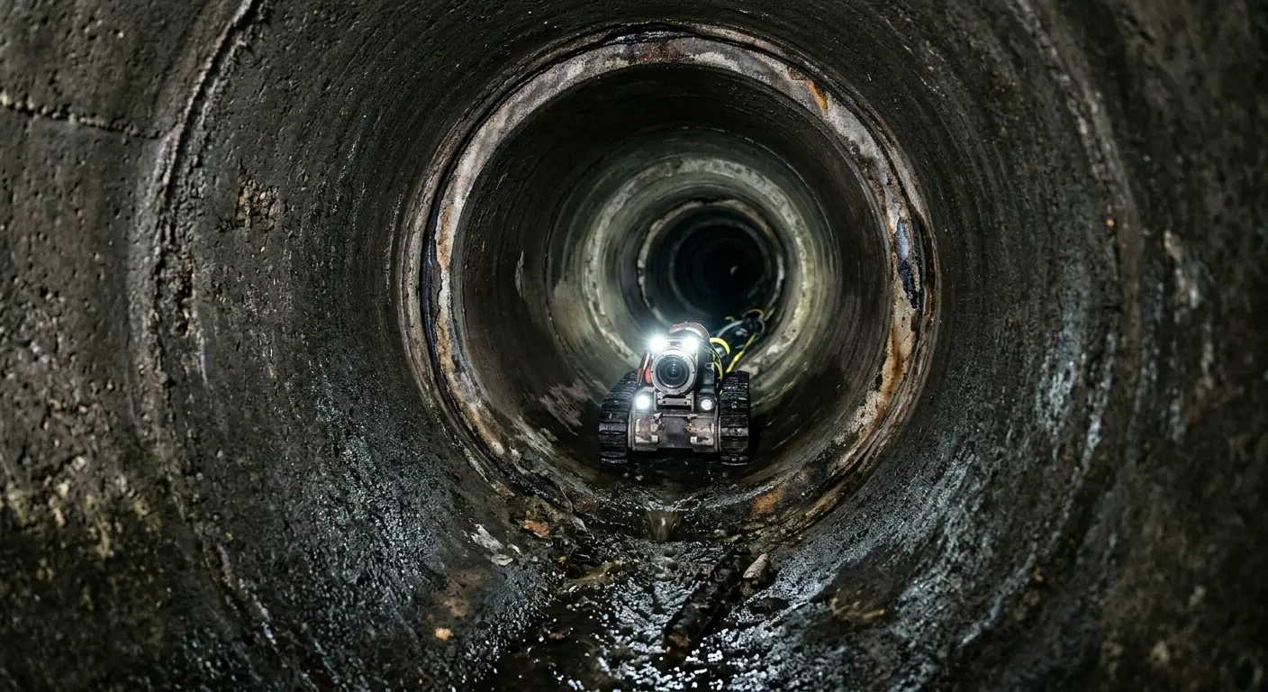 Robotic sewer camera inspecting pipe interior for Drain Snake Service in Fairhope